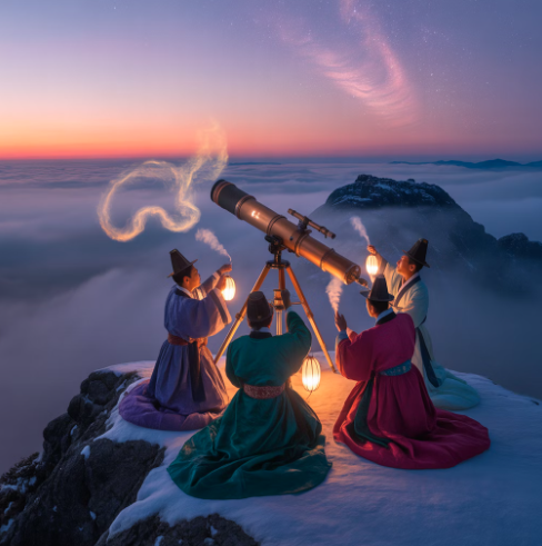 추분 풍속과 전통문화 섹션 - 조선시대 사람들이 망원경을 보면서 의식하는 이미지