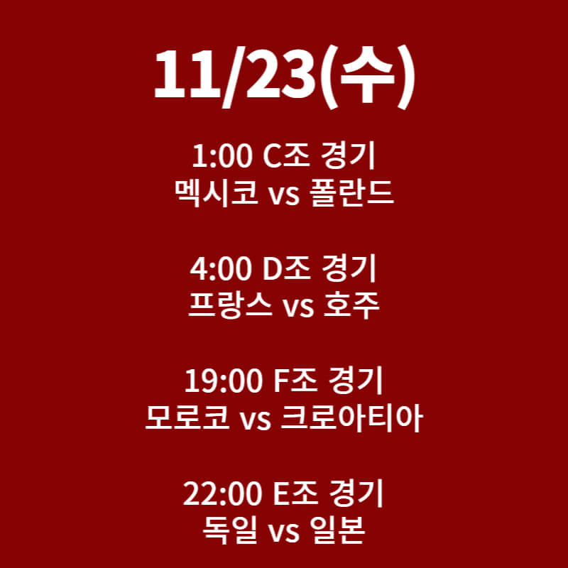 카타르 월드컵 일정