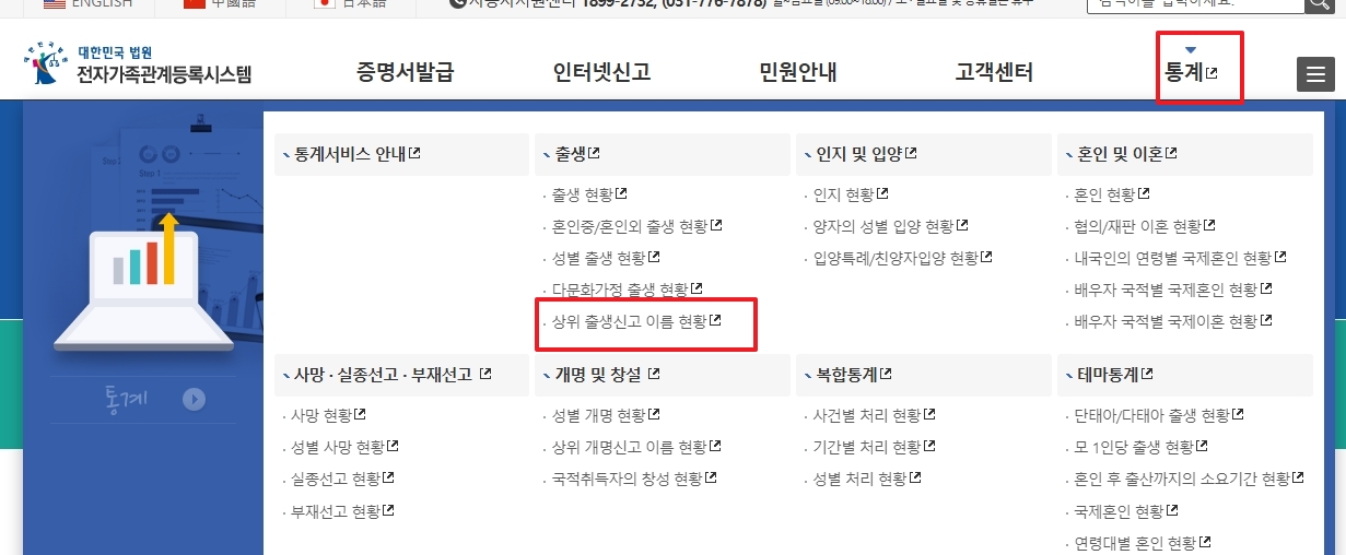 조회하려는 특정 연도를 선택하는 화면