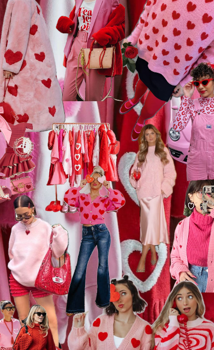 귀여운 레드 하트 프린팅 후드티 사러가기