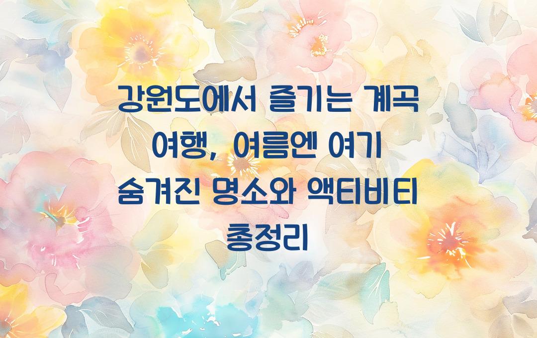 강원도에서 즐기는 계곡 여행, 여름엔 여기!