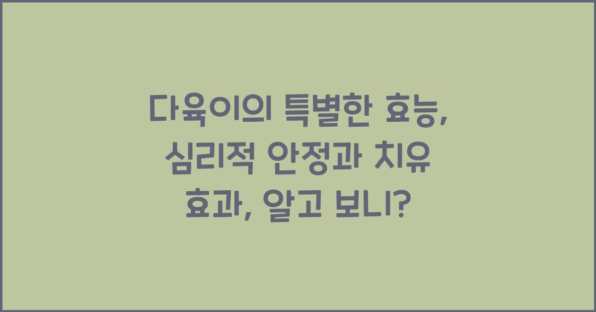 다육이의 특별한 효능: 심리적 안정과 치유 효과