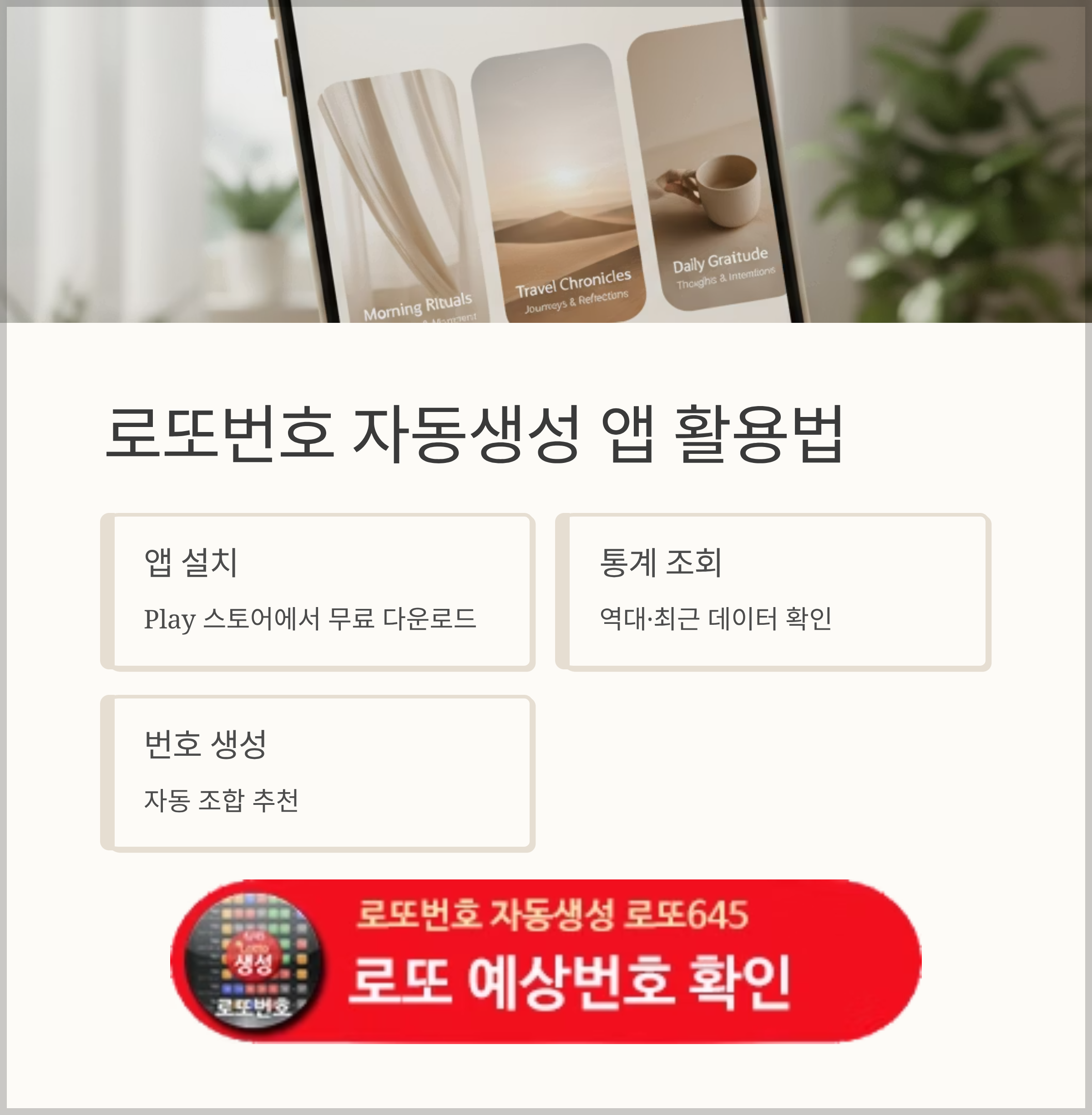 로또번호 자동생성 - 무료 행운번호 자동 반자동 로또 생성기