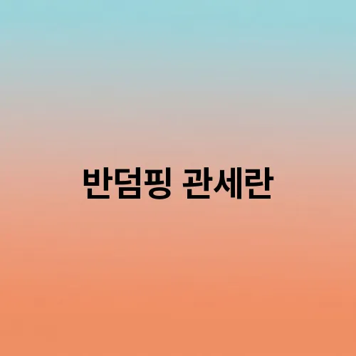 반덤핑 관세란