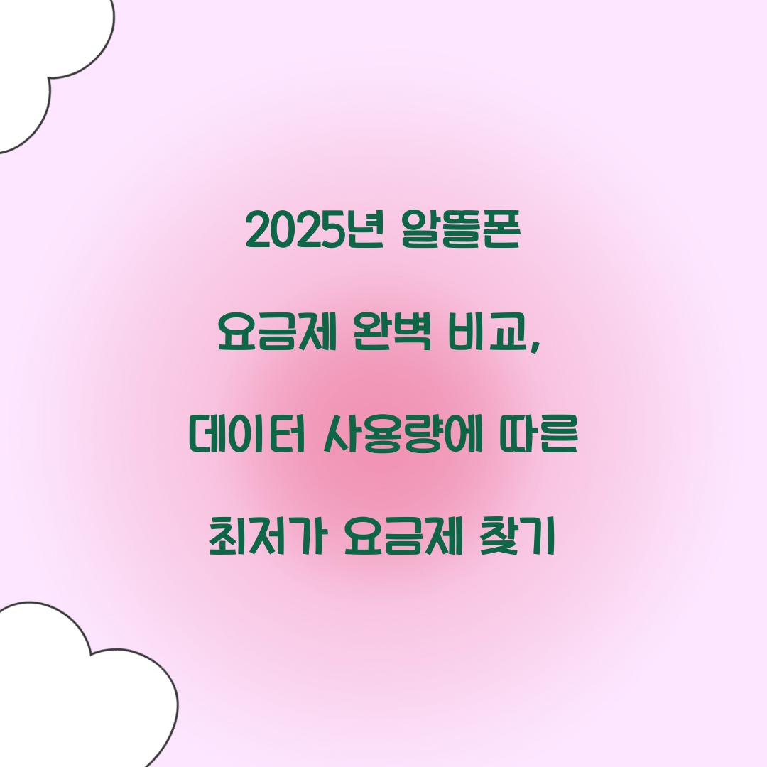 2025년 알뜰폰 요금제 완벽 비교: 데이터 사용량별 최저가 요금제