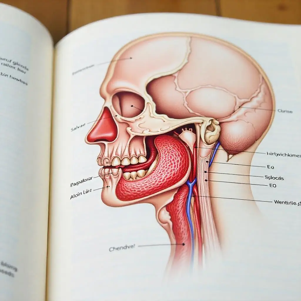 혀밑샘 마사지 위치를 손가락으로 누르는 예시