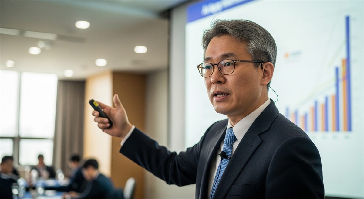 고령 노동시장과 정년 논의를 다루는 회의 장면 
