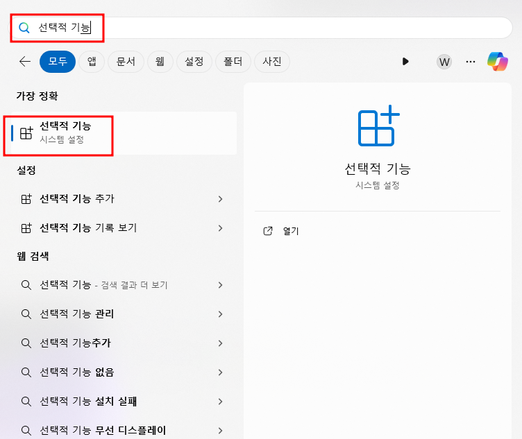 윈도우 선택적 기능