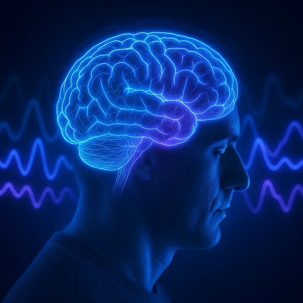 몰입과 소비 루틴의 관계를 시각화한 뇌·뇌파 콘셉트 이미지