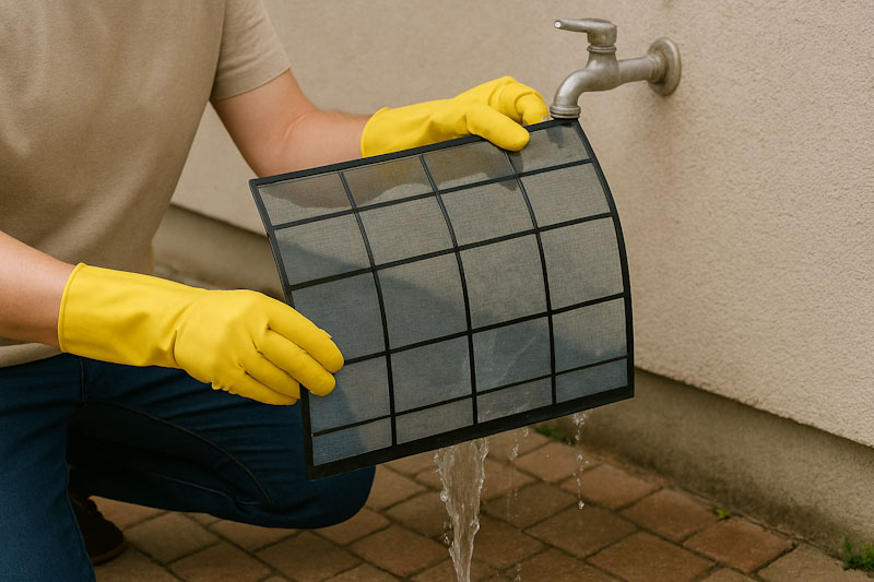 필터 청소하는 장면