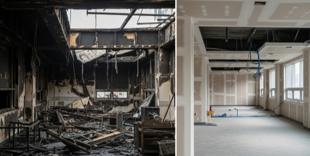 공주시 화재복구 작업 전후 모습