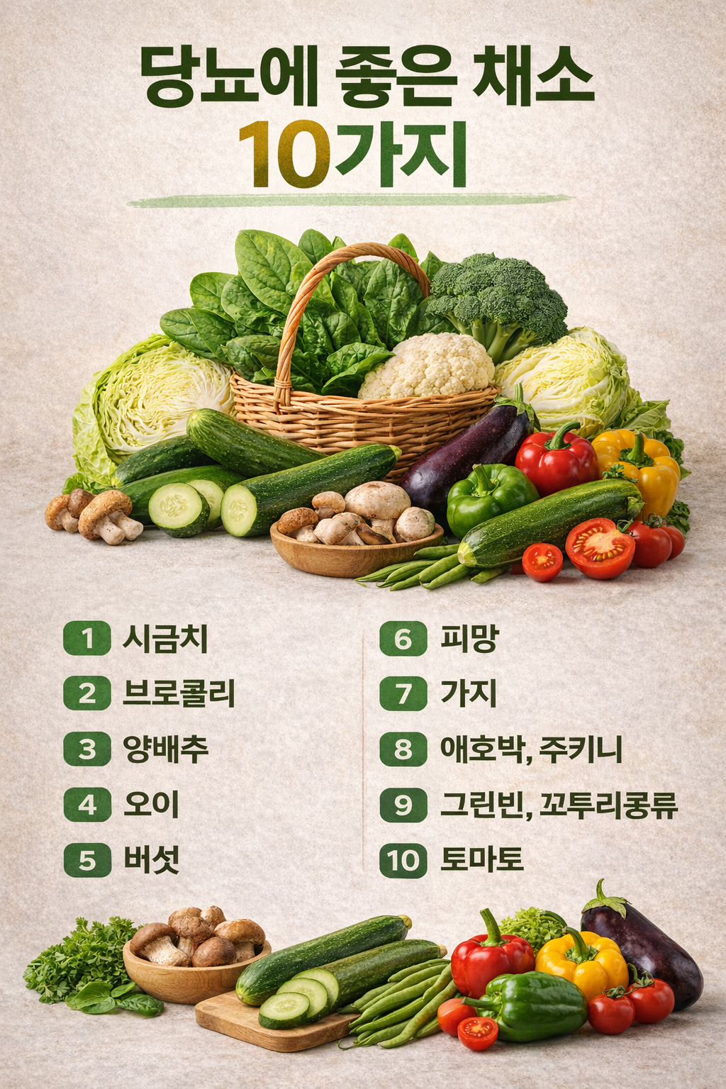 당뇨에 좋은 채소 10가지와 피해야 할 채소 먹는 습관