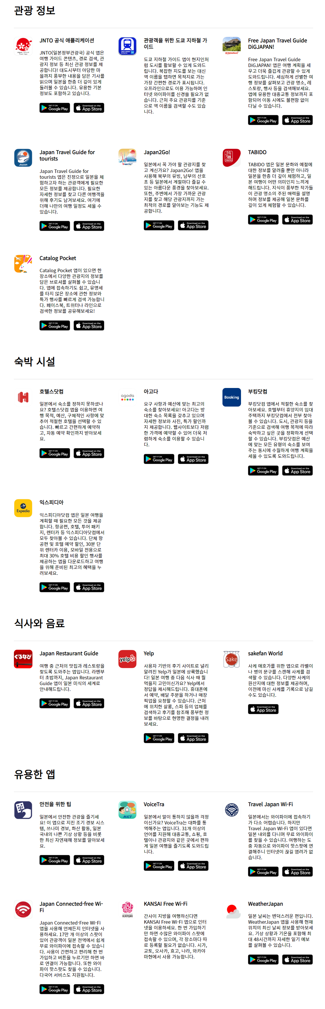 일본여행에 유용한 앱들