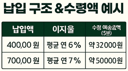 납입 구조 및 수령액 예시