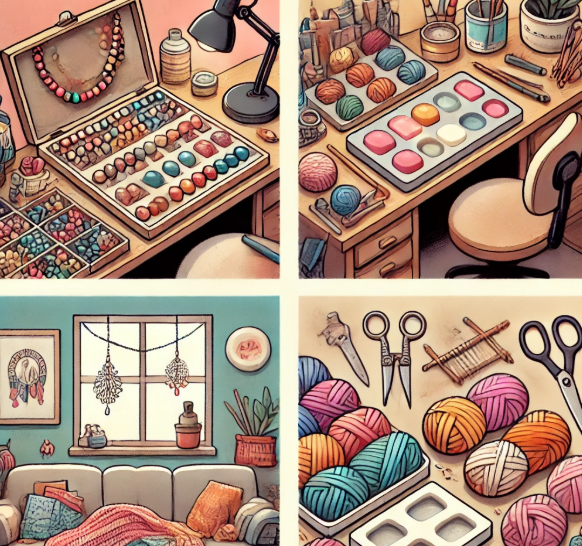 비즈 공예, 수제 비누, 뜨개질, 레진 공예 그림