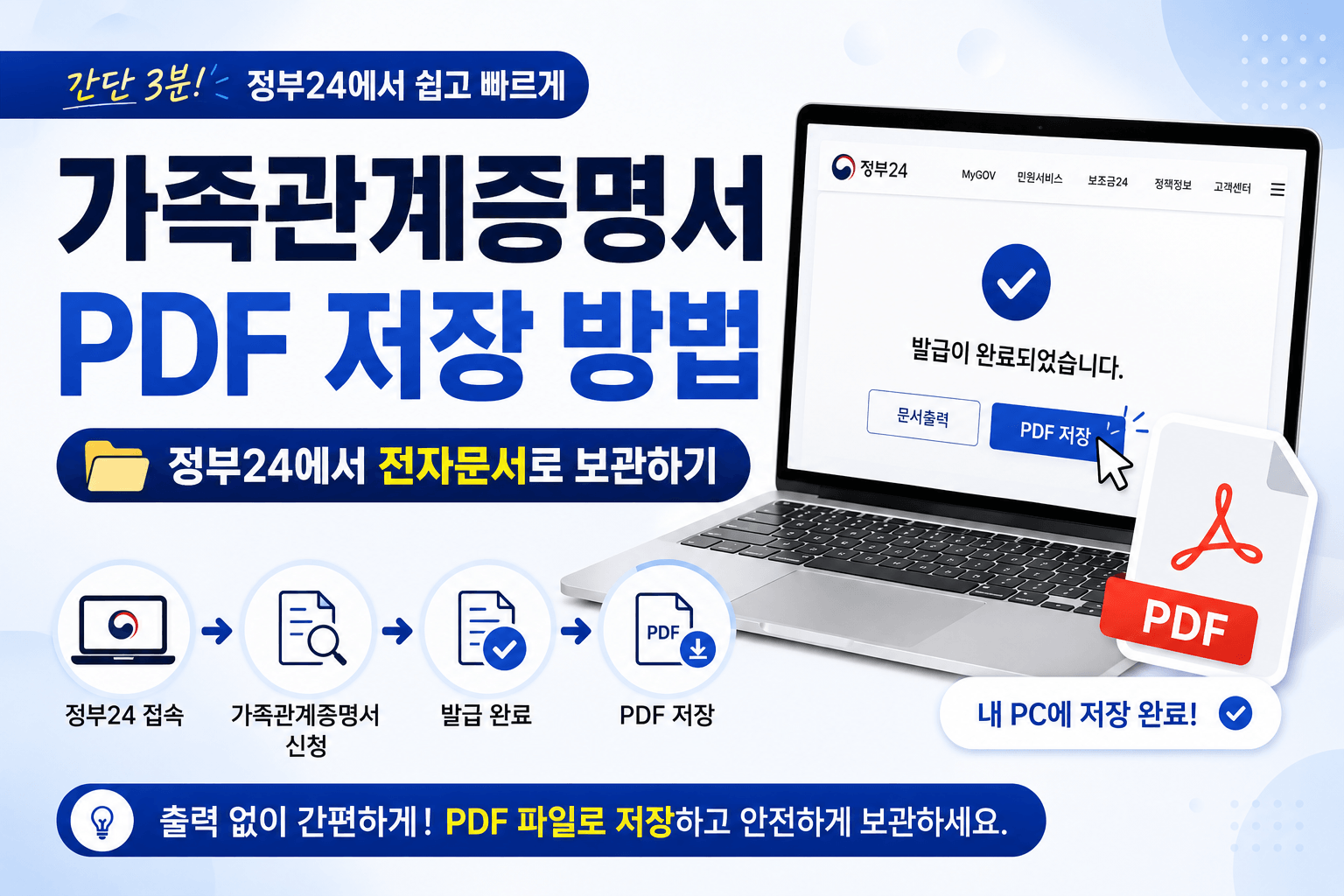 가족관계증명서 PDF 저장 방법｜정부24에서 전자문서로 보관하기