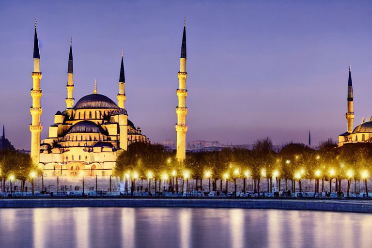 저녁-호수-조명-사원