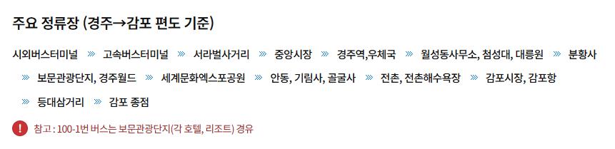 경주100번 버스노선