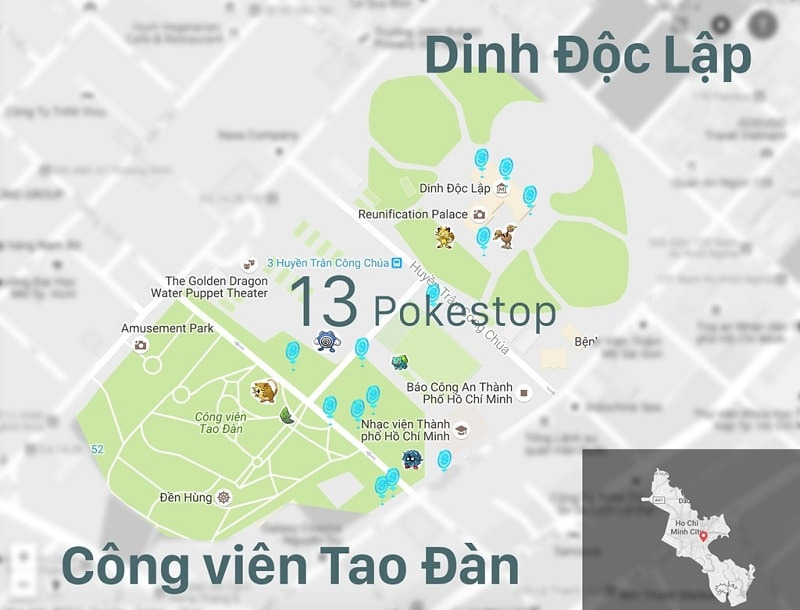 지도 속 따오 단 공원의 위치