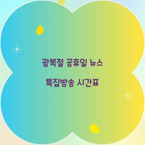 광복절 공휴일 뉴스 특집방송 시간표