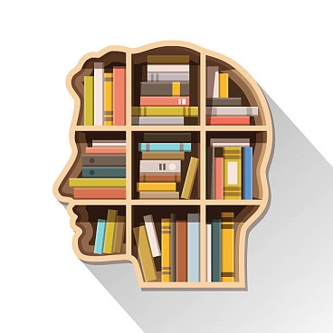 누뇌에 책이 가득 차 있는 모습