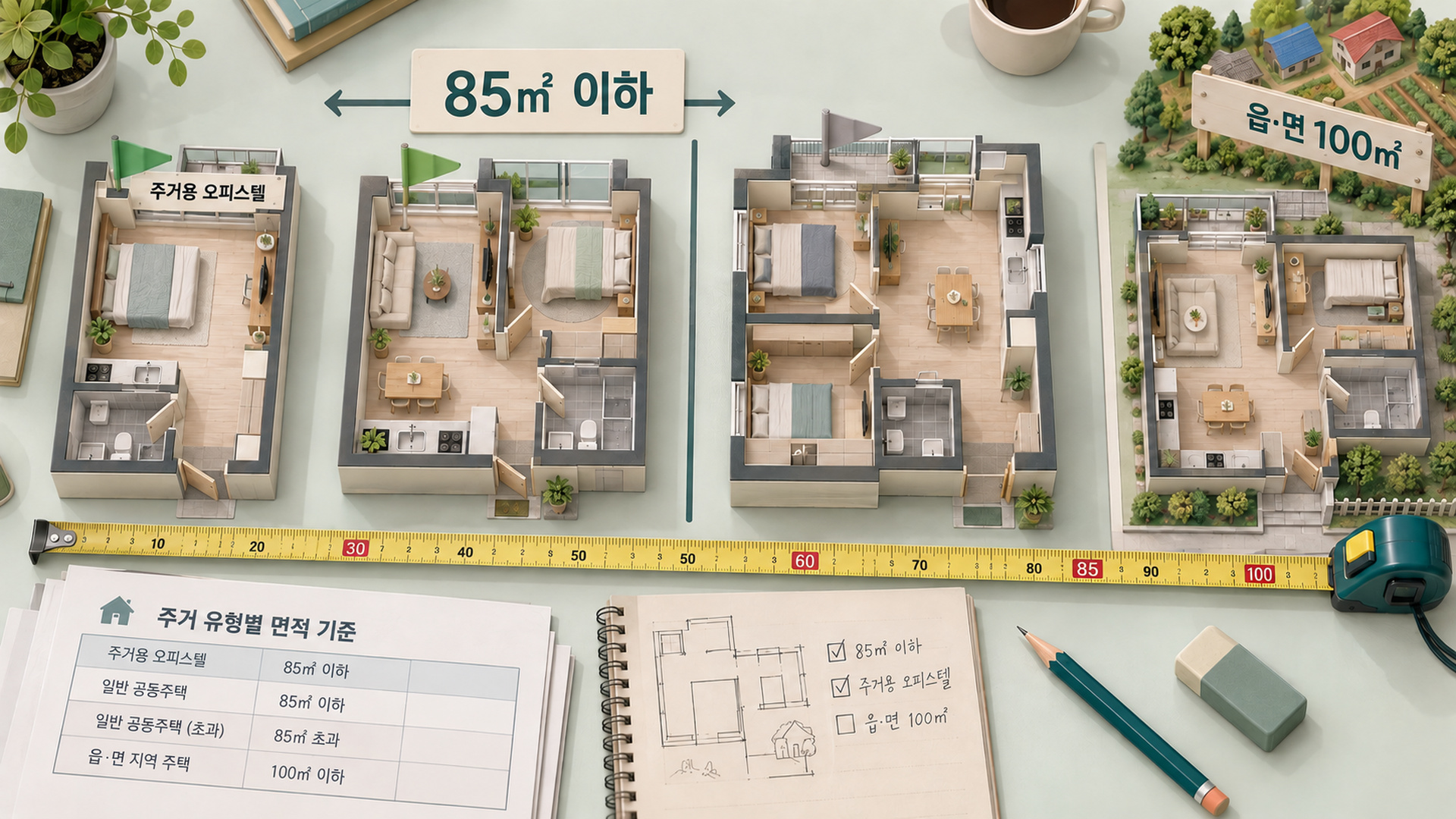85제곱미터 선을 기준으로 나뉜 원룸 오피스텔 아파트 평면도