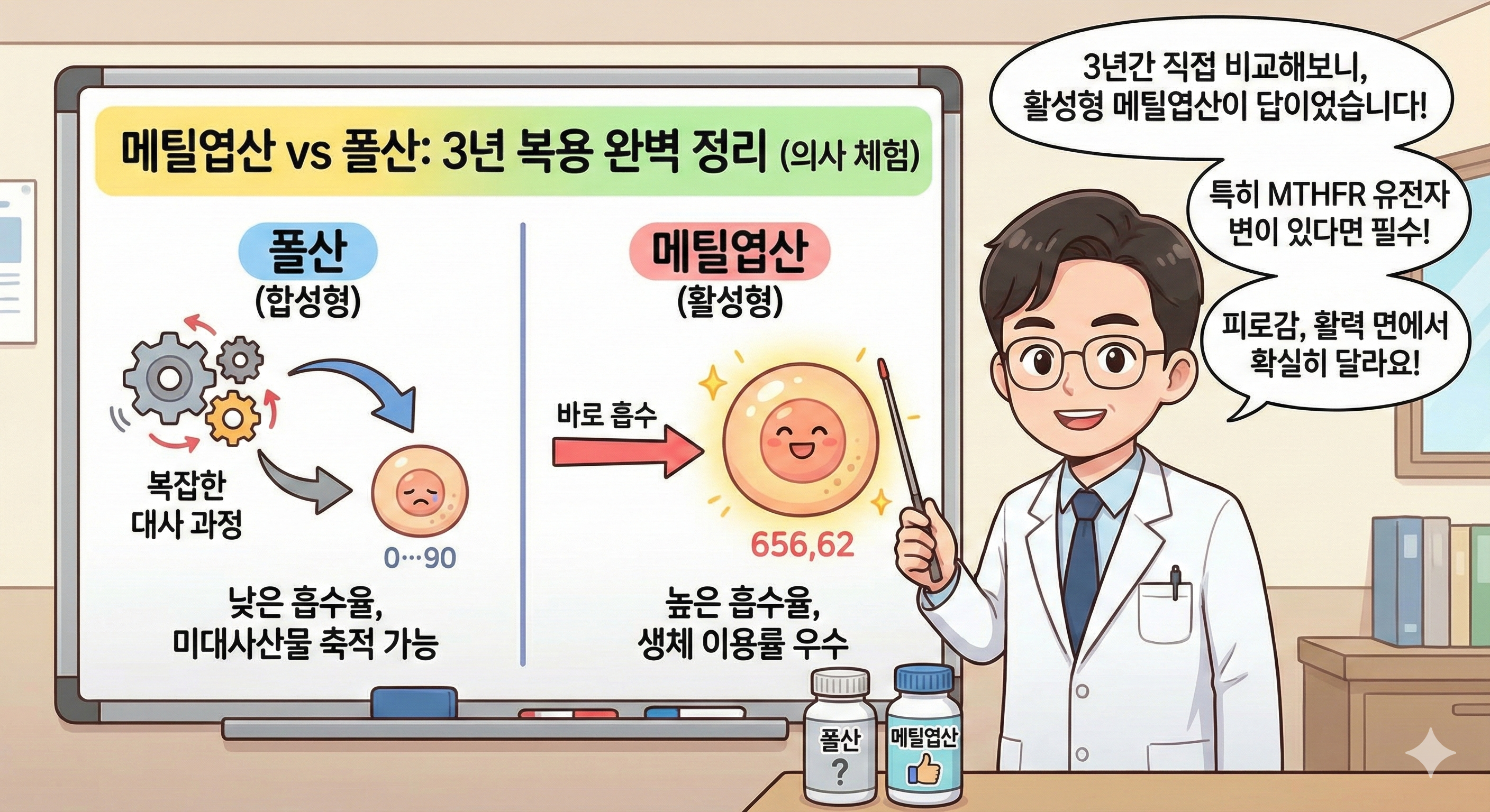 메틸엽산 vs 폴산 흡수율