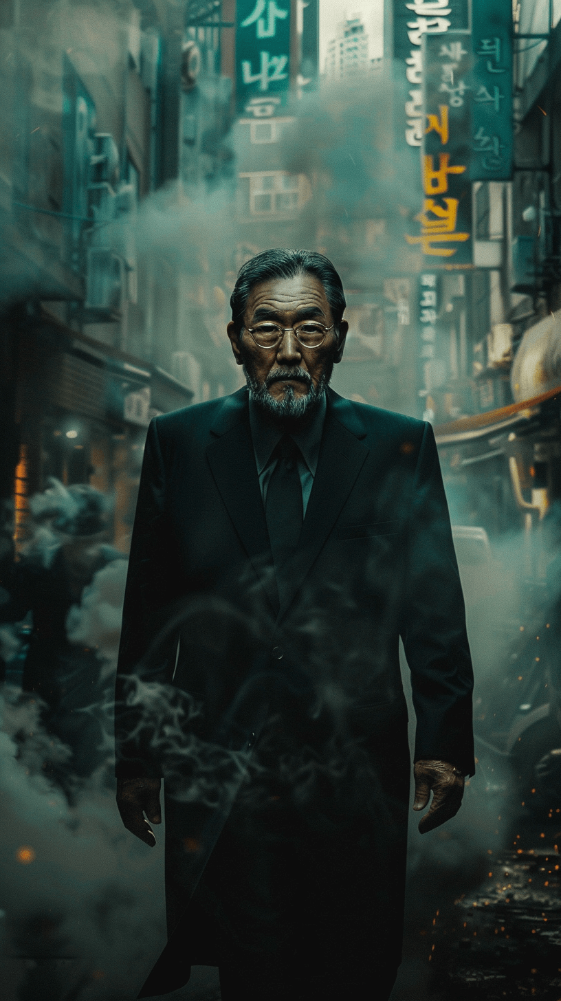 폭발-장면을-배경으로-서-있는-노인