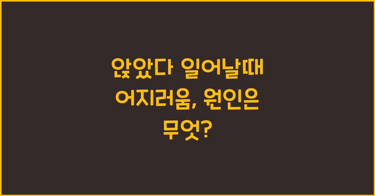 앉았다 일어날때 어지러움