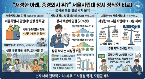 서성한 아래, 중경외시 위? 서울시립대 정시 정직한 비교!