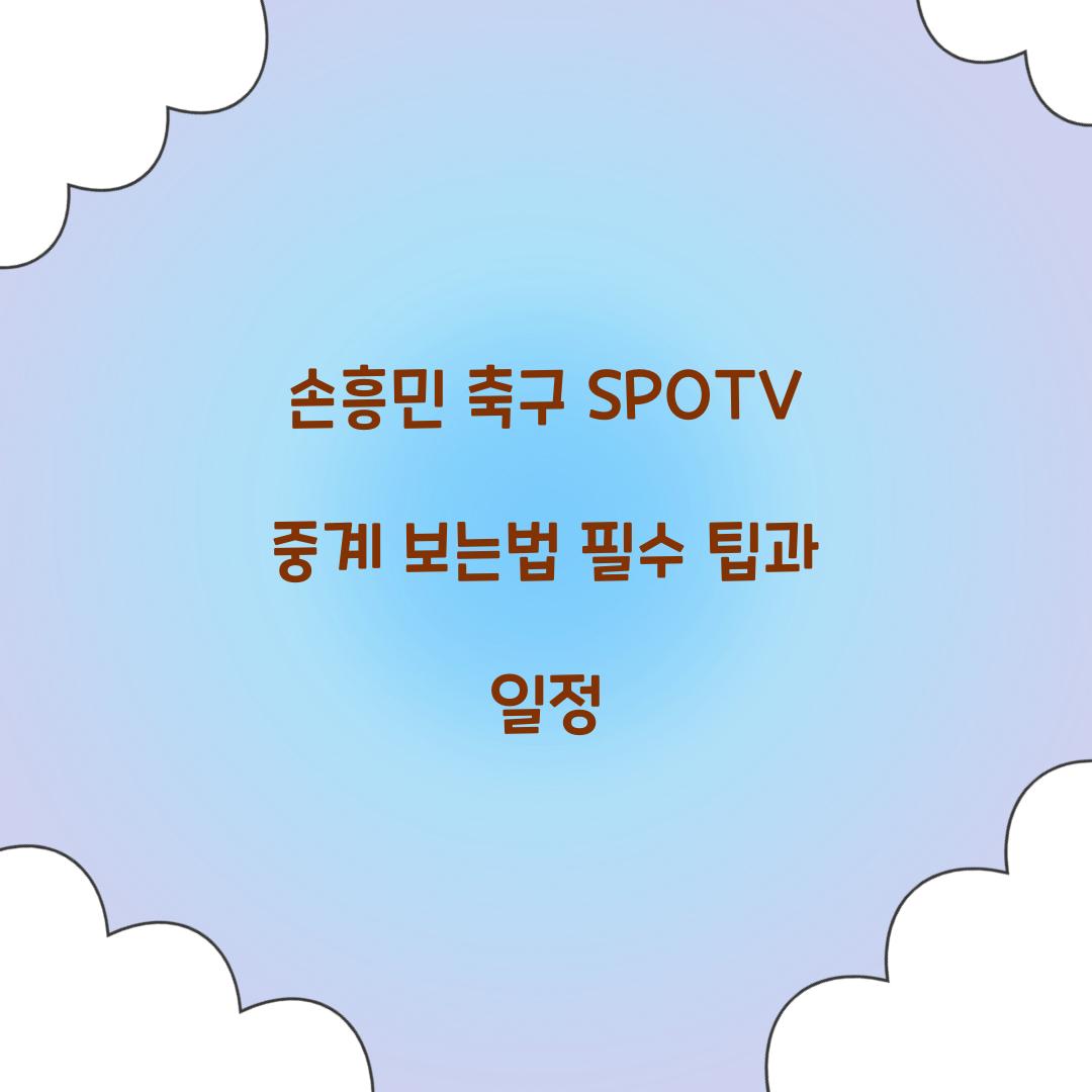 손흥민 축구 SPOTV 중계 보는법
