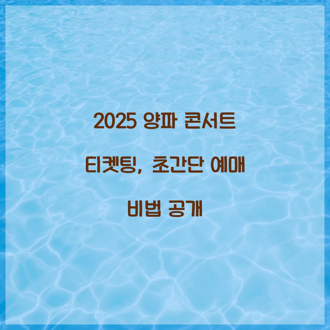 2025 양파 콘서트 티켓팅