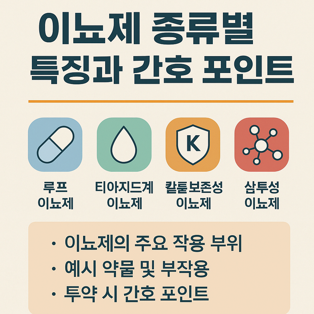 이뇨제 종류별 특징과 간호 포인트: 간호사가 꼭 알아야 할 실무 정리