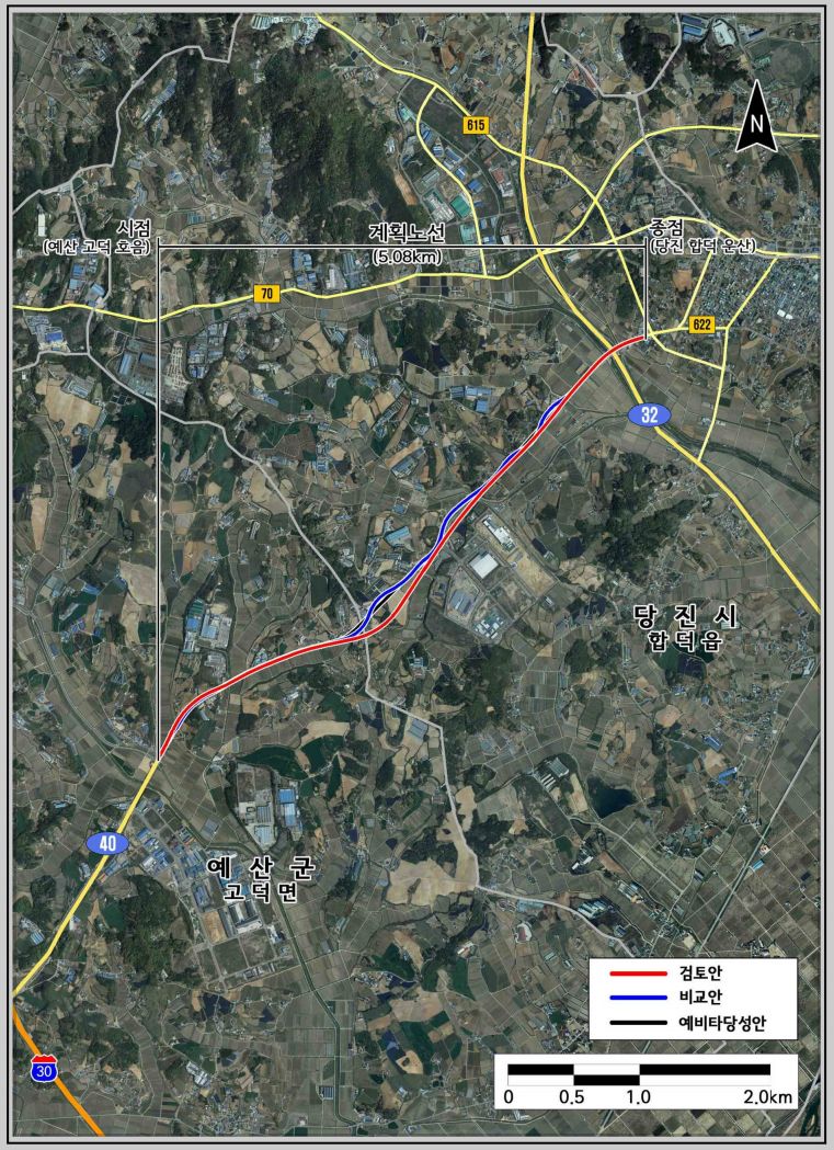 예산 고덕 ~ 당진 합던 도로공사 위성사진