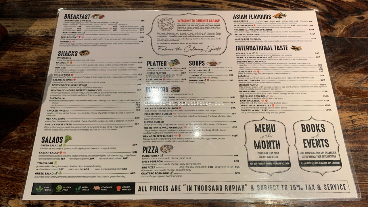 BALI-JIMBARAN-Gourmet Garage-OTHER MENU