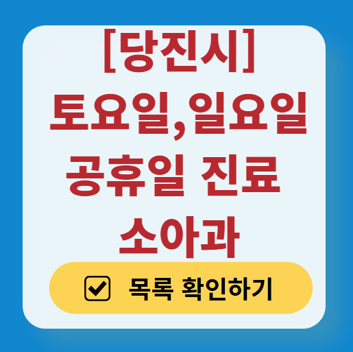 당진시 일요일 진료 소아과 추천 목록 ❘ 토요일 주말 공휴일 야간 문 여는 소아청소년과