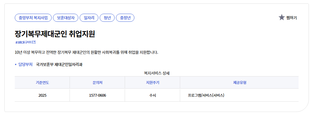 장기복무제대군인 취업지원