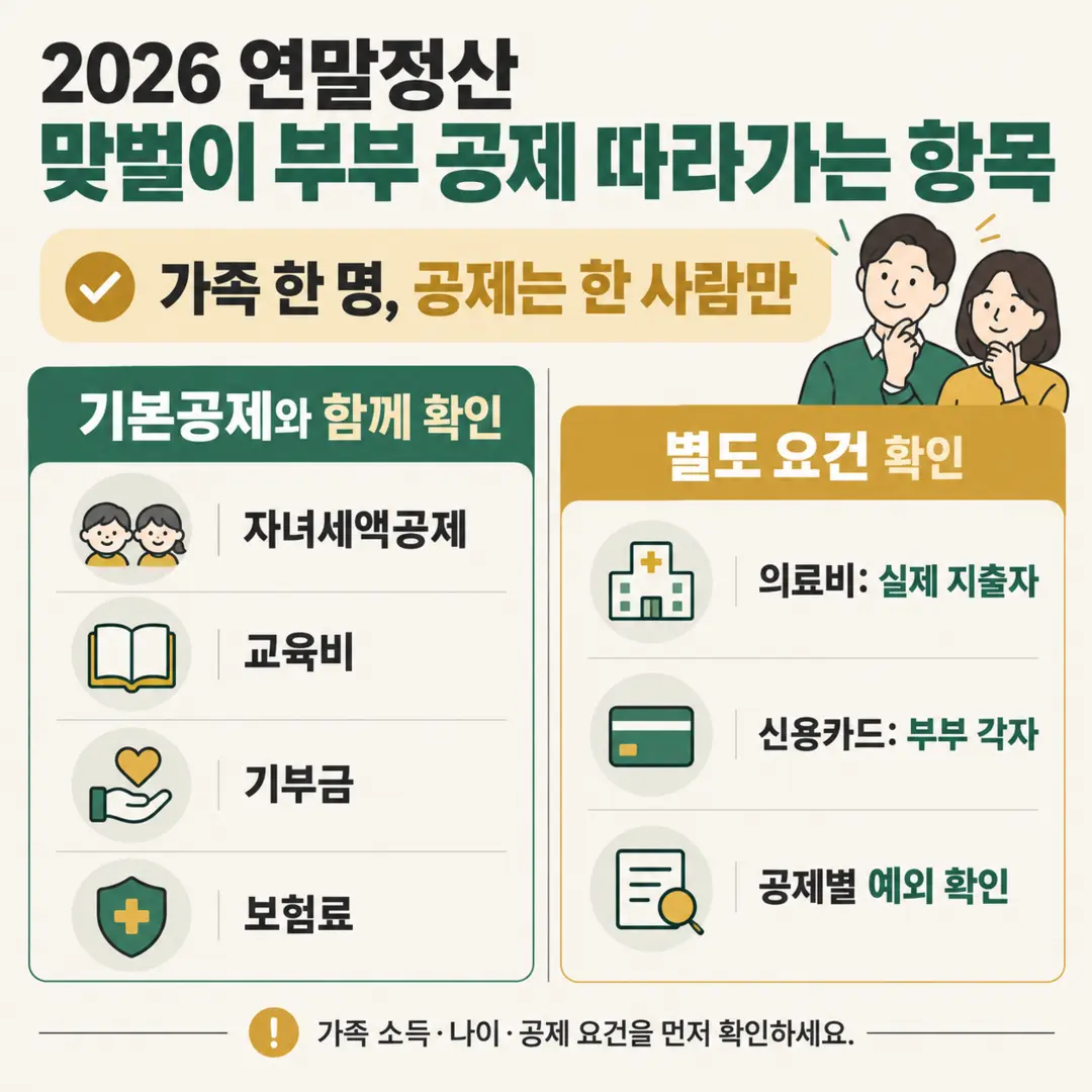 맞벌이 부부 공제 따라가는 항목, 자녀세액공제와 교육비, 기부금은 기본공제 받는 사람에게