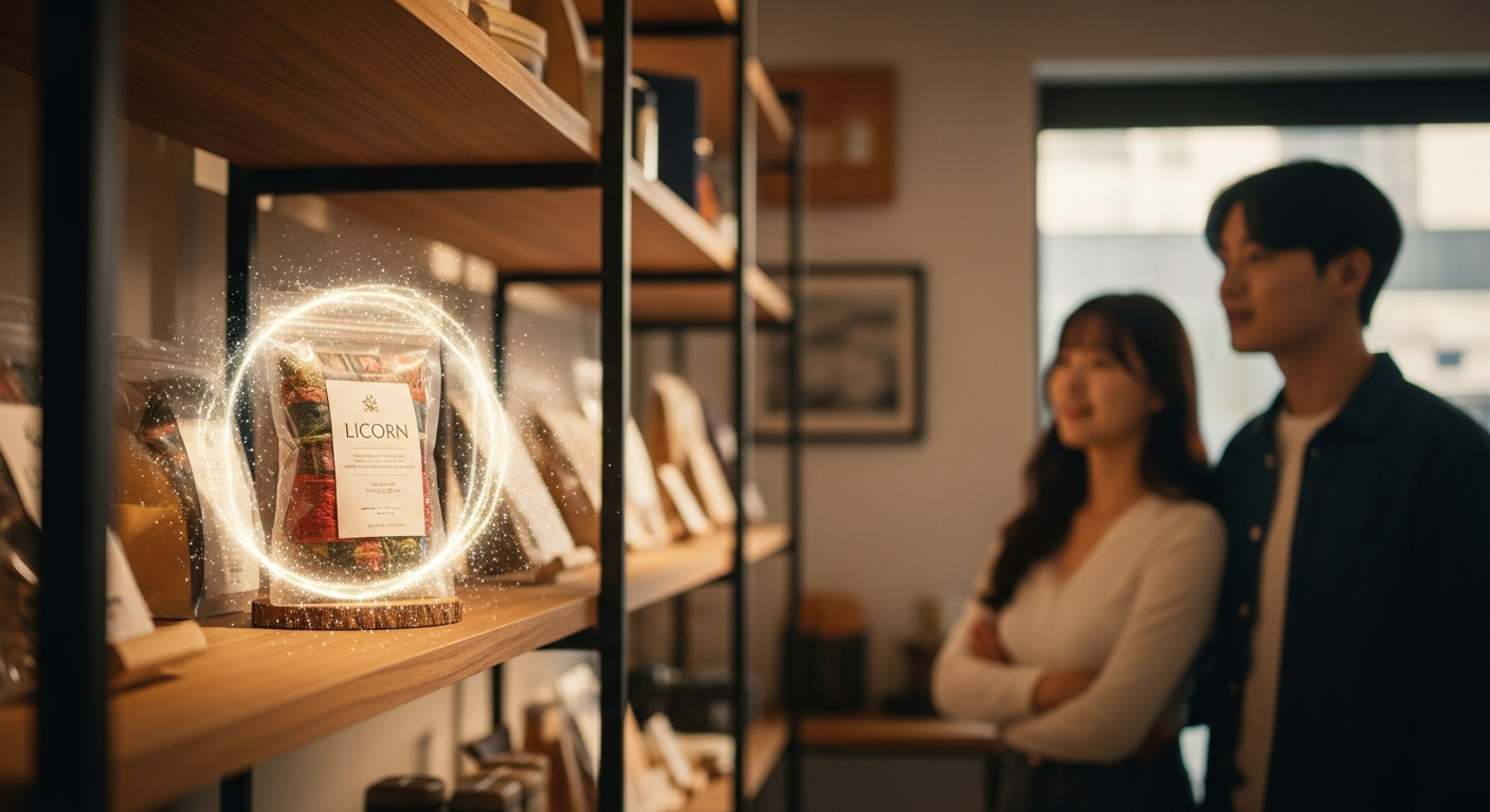 차세대 유니콘 기업인 라이콘으로 성장하는 소상공인 브랜드의 미래 비전을 표현한 일러스트