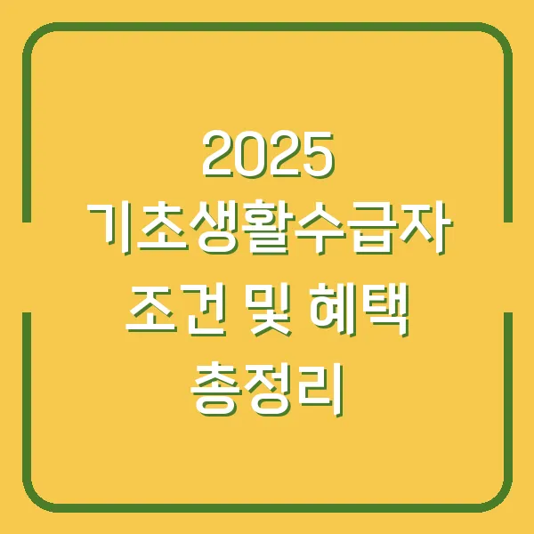 2025 기초생활수급자 조건 및 혜택 총정리