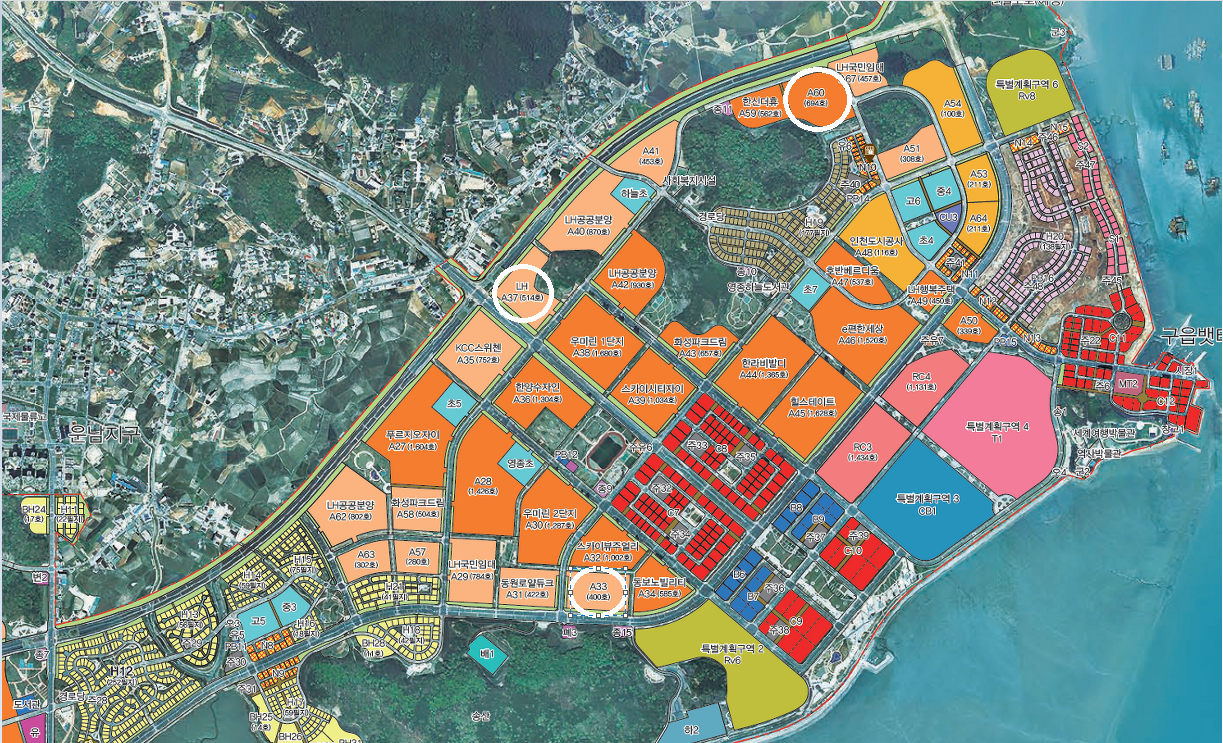 영종하늘도시 A33,A37,A60 위치
