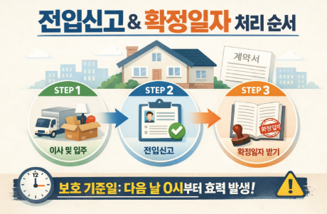 전입신고와 확정일자 처리 순서 정리(임차인 보증금 보호 필수 정보)