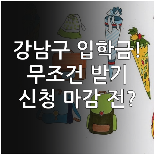 강남구 초중고 입학준비금 지원 내용 ..