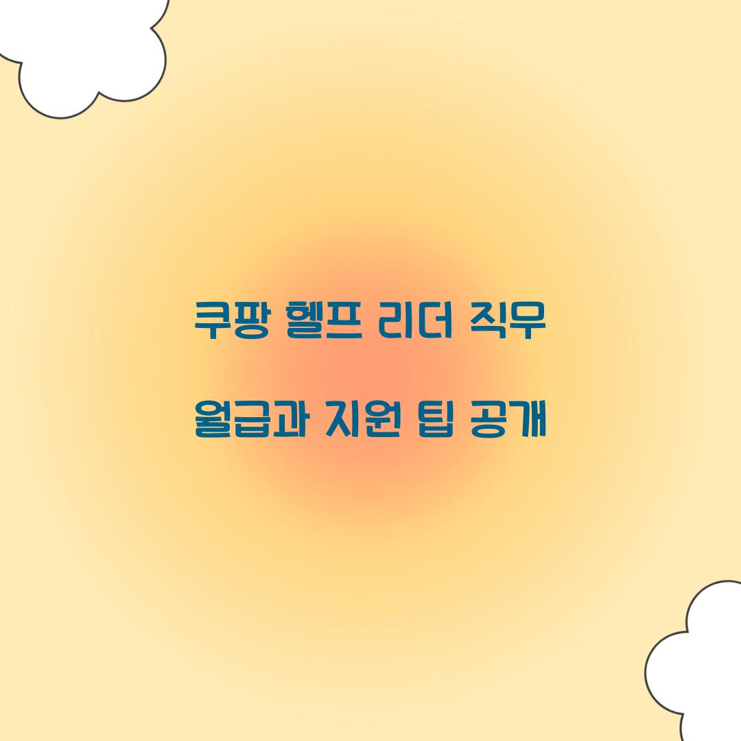 쿠팡 헬프 리더 직무