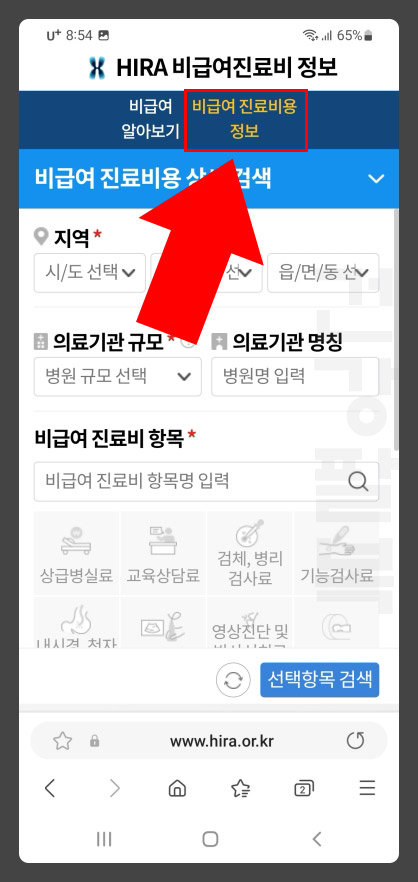 비급여 진료비용 정보