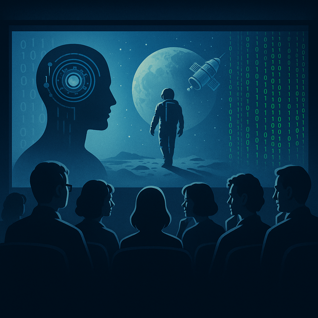 공상 과학과 철학의 융합을 표현한 일러스트