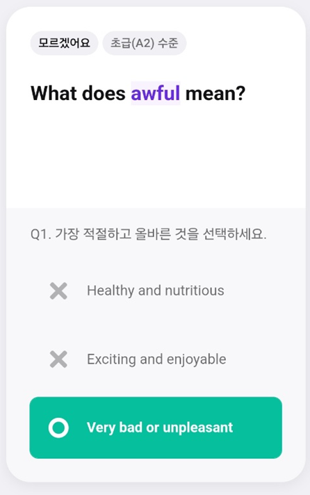 링고라 어플 캡쳐이미지: 단어 표현