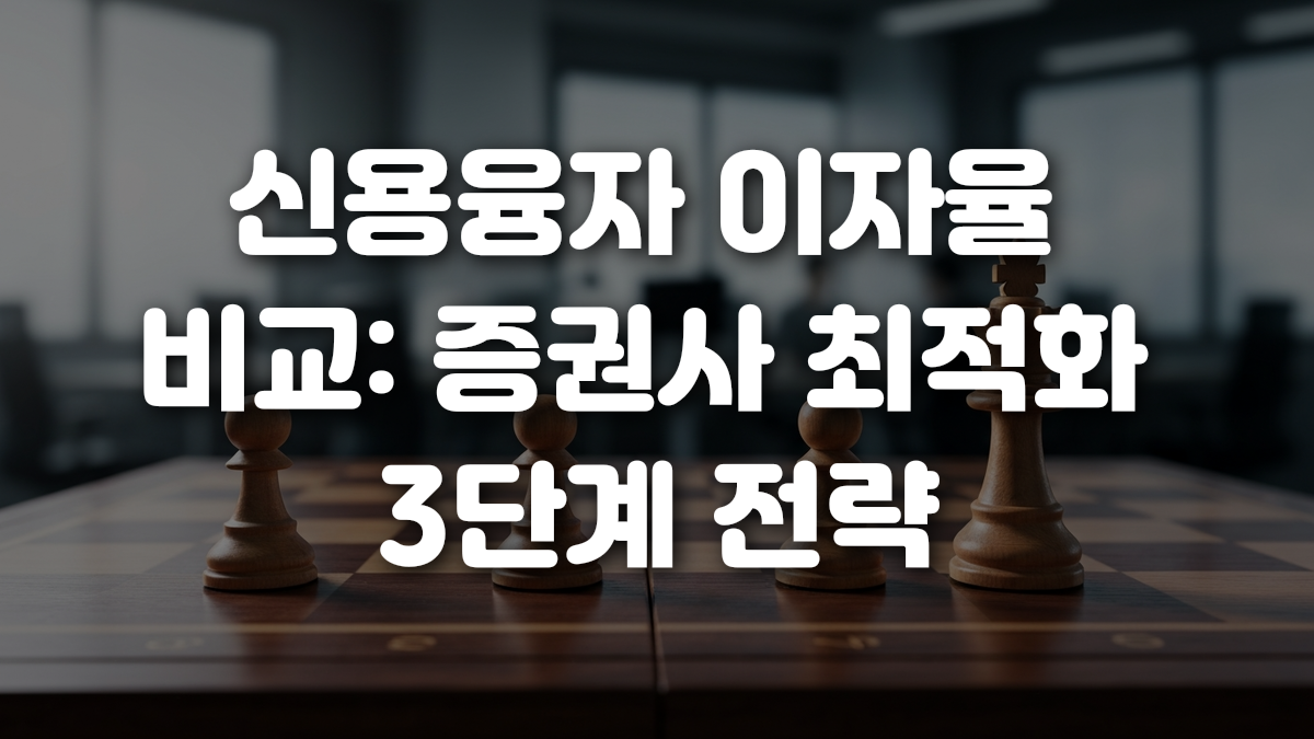 신용융자 이자율 비교 증권사 최적화 3단계 전략