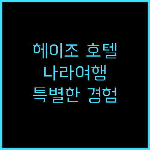 헤이조 호텔 추천 후기 역사 지구에서..