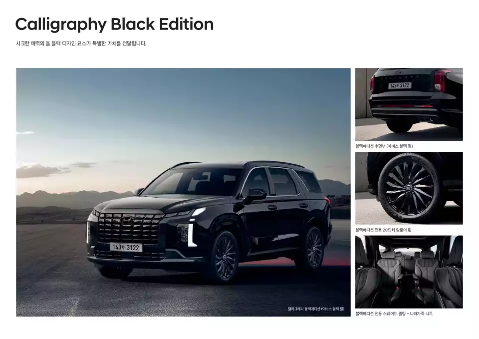 팰리세이드 블랙에디션 트림은 이렇습니다(출처 : 현대자동차).